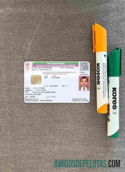 Carta de condução do estado de Manipur na Índia fotolook frente baixar para verificação